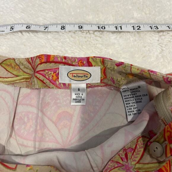 Talbots Sz 8 Orange/Pink Floral A-Line Long Side Zipper Skirt Vtg 100% Lyocell - Picture 5 of 6